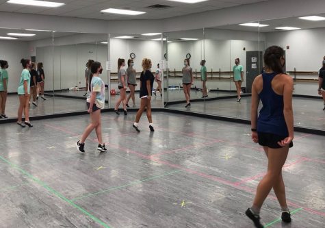 Dancers practice in the Newark studio. This is the first practice back after a seven month break.