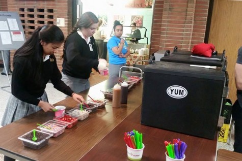Students Putting Toppings on Their Yogurt