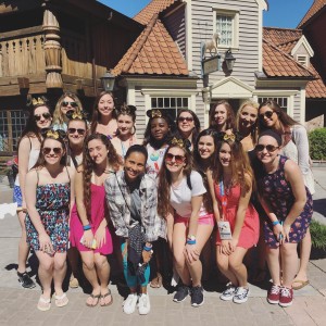 Dance Team in Norway in Epcot about to eat at the Princess Breakfast!