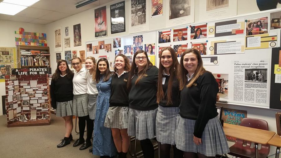 Padua girls wearing the winter uniform on the day of the Open House, from Paduas Facebook