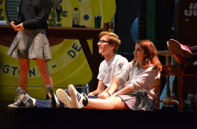Salesianum junior Tony Denney and Padua senior Francesca Knoll get into character during the final weeks of rehearsal for the fall play. 