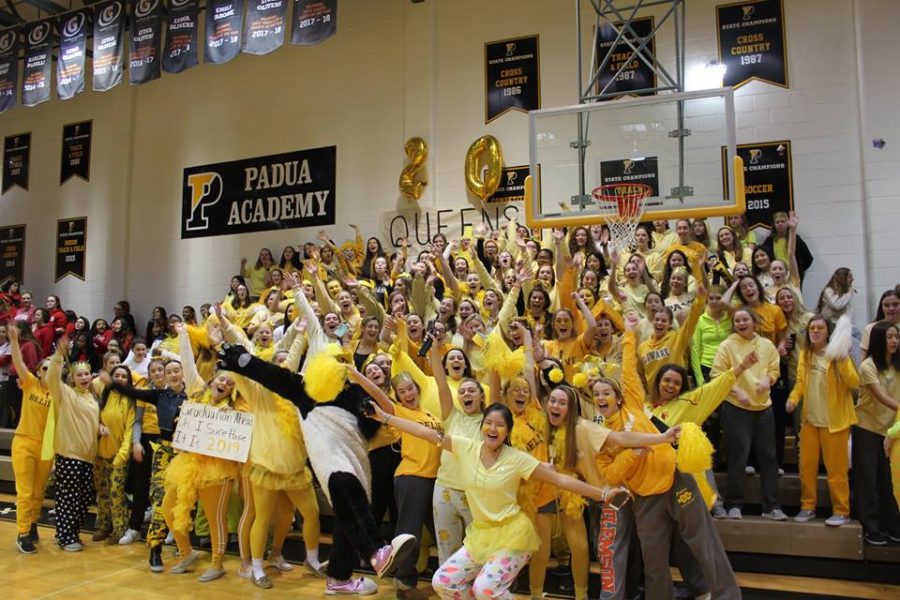 The senior class celebrated their final spirit assembly and won a dress down day.