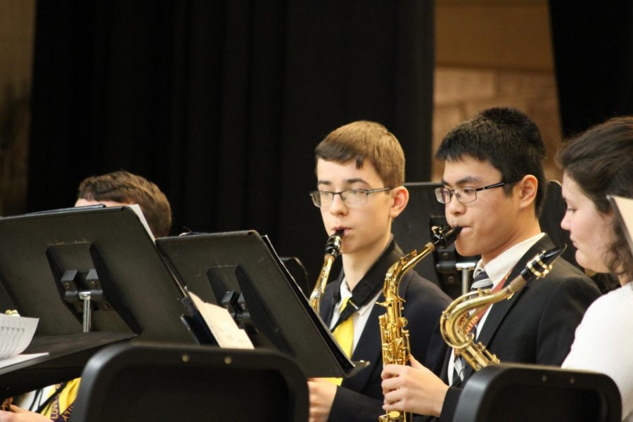 Salesianum boys in the Wind Ensemble. 