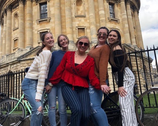 Students in front of Cambridge  University 