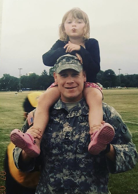 Sgt. Glenn Davis, Jr. and his daughter, Megan Davis, before he left for his third deployment in 2007. 
