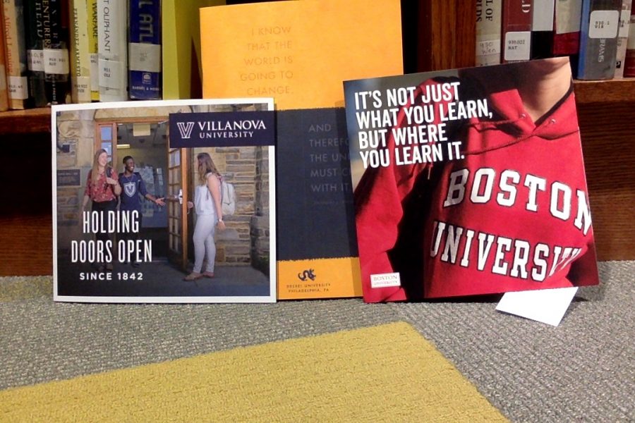 Brochures from Villanova University and Boston University were given to students at the visits. These help students learn more about potential colleges.