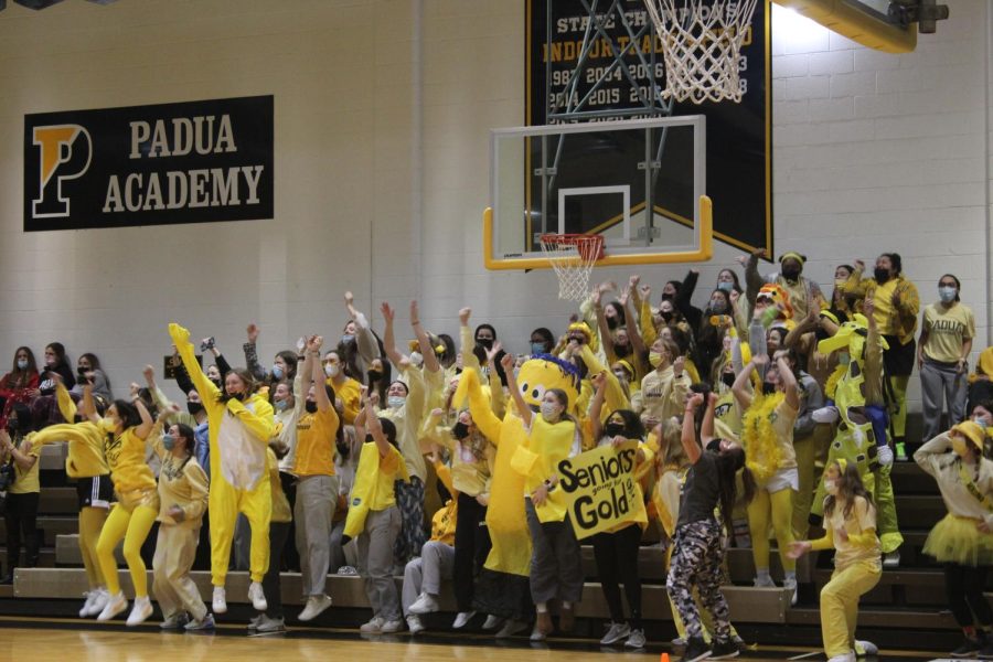 The Seniors celebrate a win during color wars. The seniors have won both color war games this year.