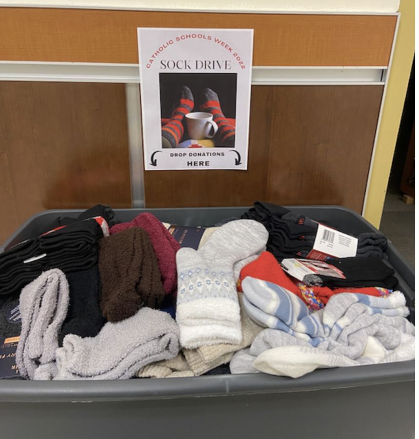 Campus Ministry held an annual sock drive throughout Catholic Schools Week. This helps to encompass one of the four main pillars, service, that help shape Padua.