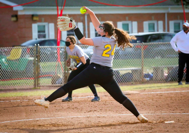 Lauren+Schurman+23+pitches+during+a+softball+game.+She+has+played+for+8+years.